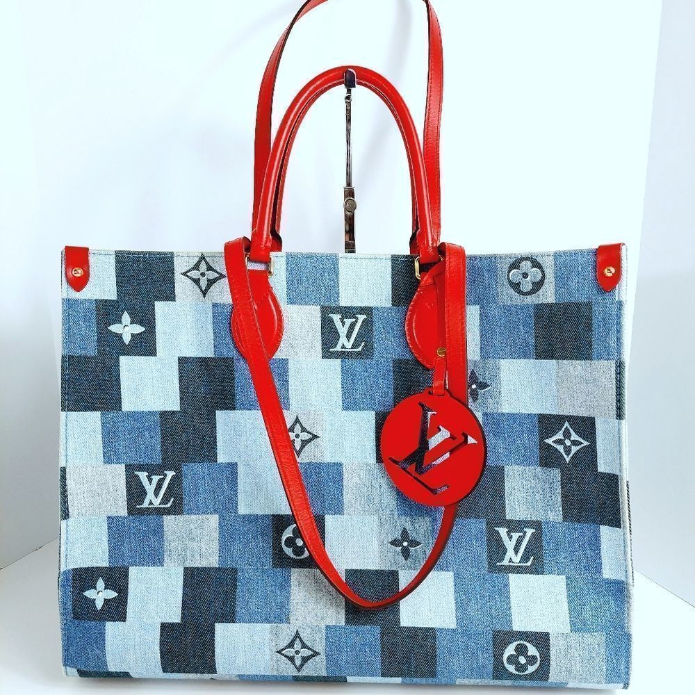 Louis Vuitton Blue Monogram Damier Denim On The Go GM Tote Bag